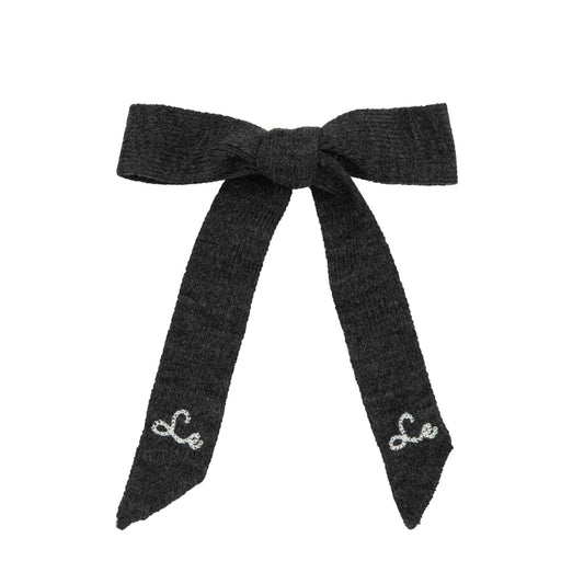 LE ENFANT GREY KNIT EMBROIDERED BOW [FINAL SALE]