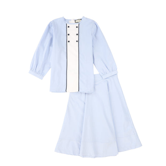 ELLE RAE BLUE DOUBLE BREASTED SKIRT SET