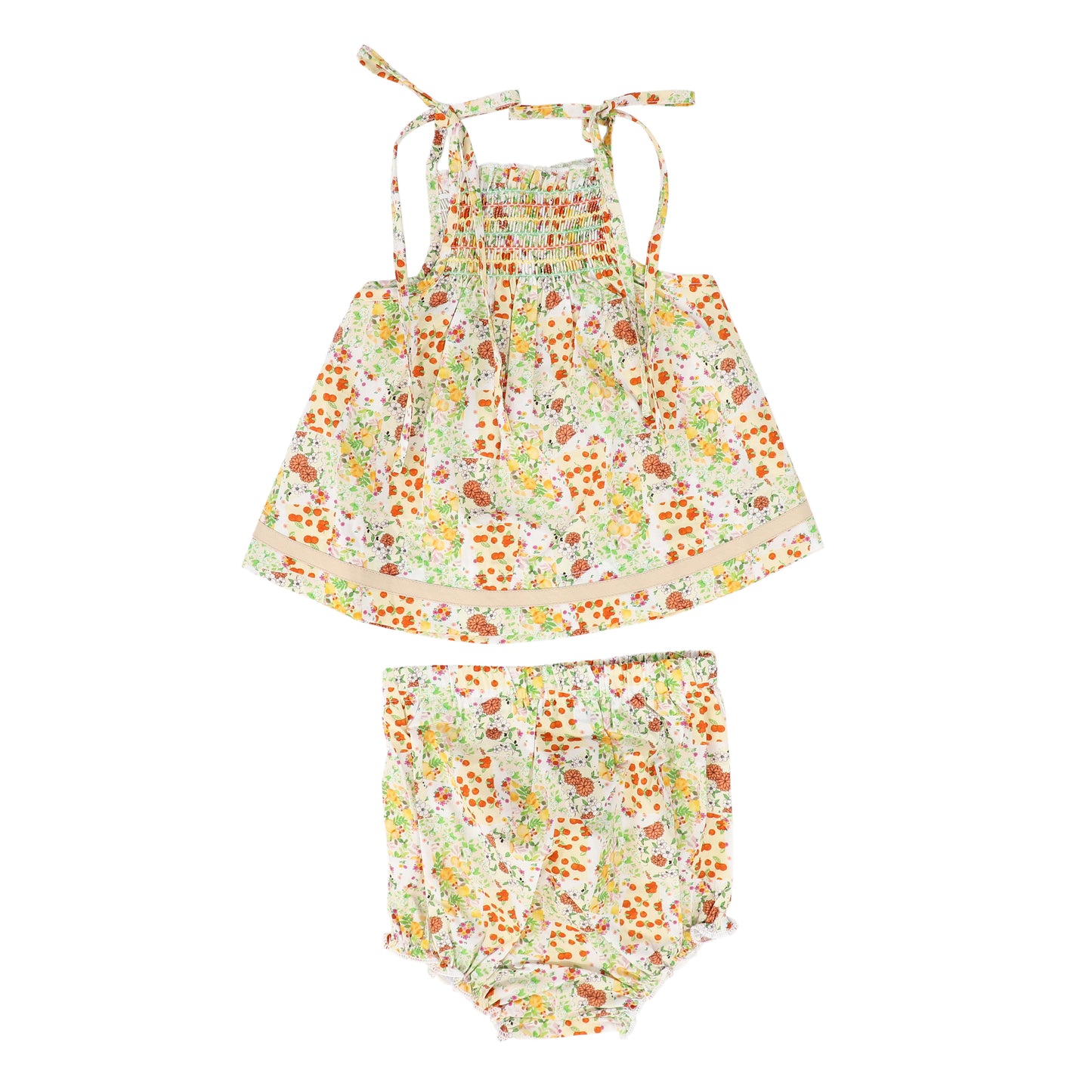 BELATI CORAL SMOCKED BLOOMER SET