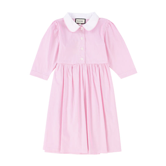 ELLE RAE PINK PIN STRIPE COLLAR 3/4 SLEEVE DRESS