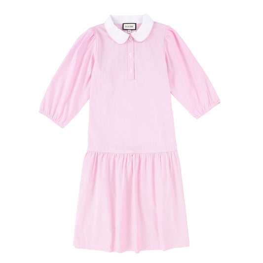 ELLE RAE PINK PIN STRIPE COLLAR DROP WAIST DRESS