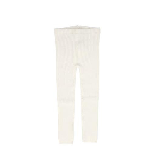 LIL LEGS CREAM KNIT LEGGINGS