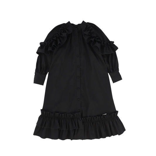 JESSIE AND JAMES BLACK RUFFLE TRIM DRESS