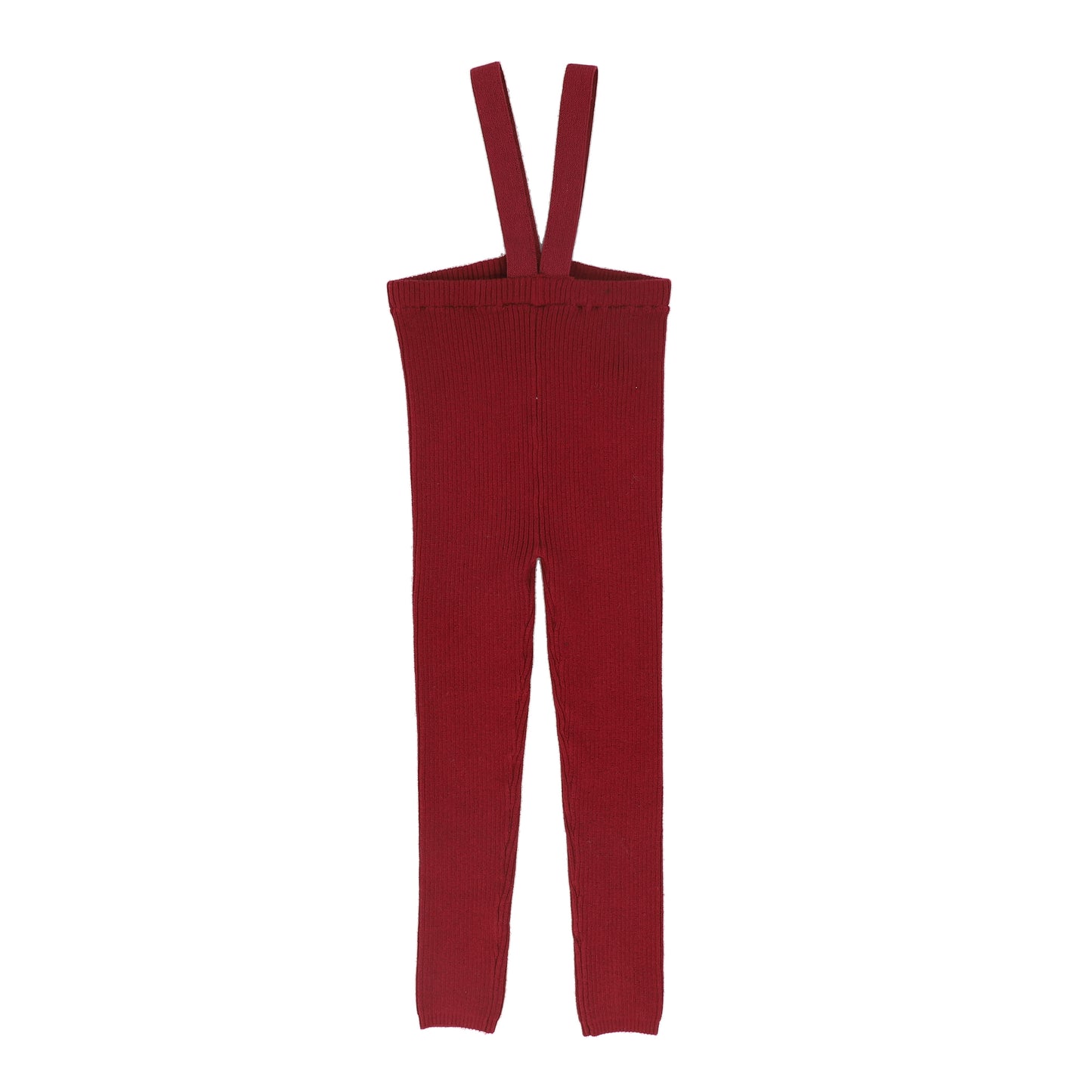 LIL LEGS DEEP RED KNIT SUSPENDER LEGGINGS