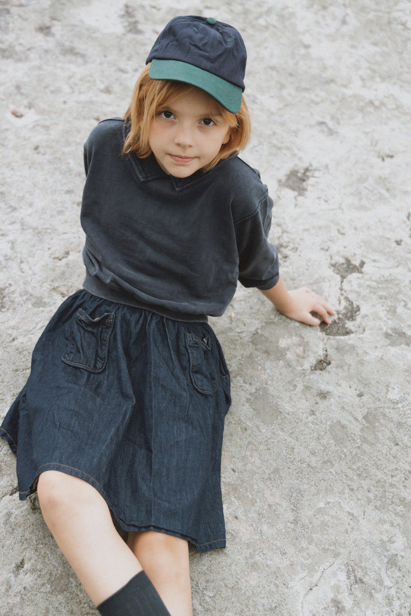 KIN & KIN BLUE WASH PETER PAN COLLAR SWEATSHIRT