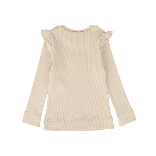 YELL OH SAND RIBBED RUFFLE TOP [Final Sale]