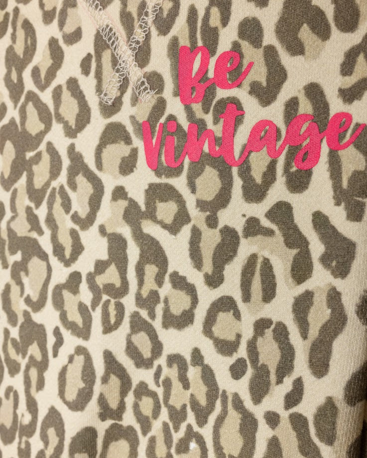 PHIL AND PHOEBE LEOPARD/PINK WORDED SWEATSHIRT SET