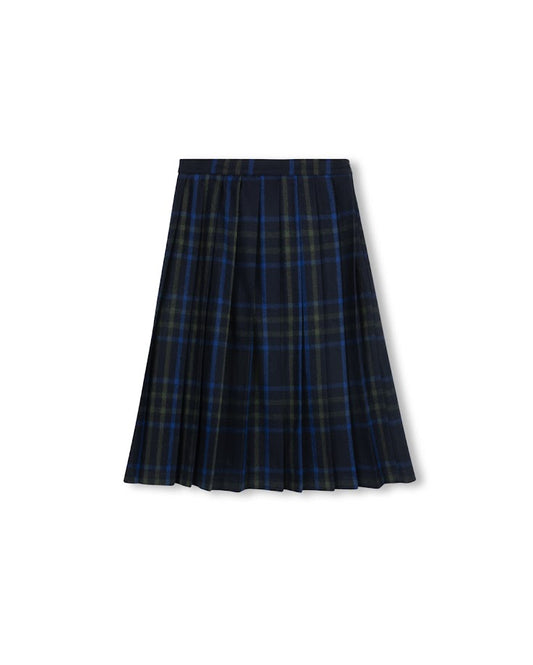 TUSTELLO NAVY FADED PLAID PLEAT SKIRT