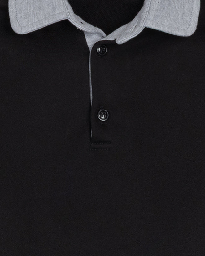 DUKE AND PORT BLACK CONTRAST COLLAR POLO