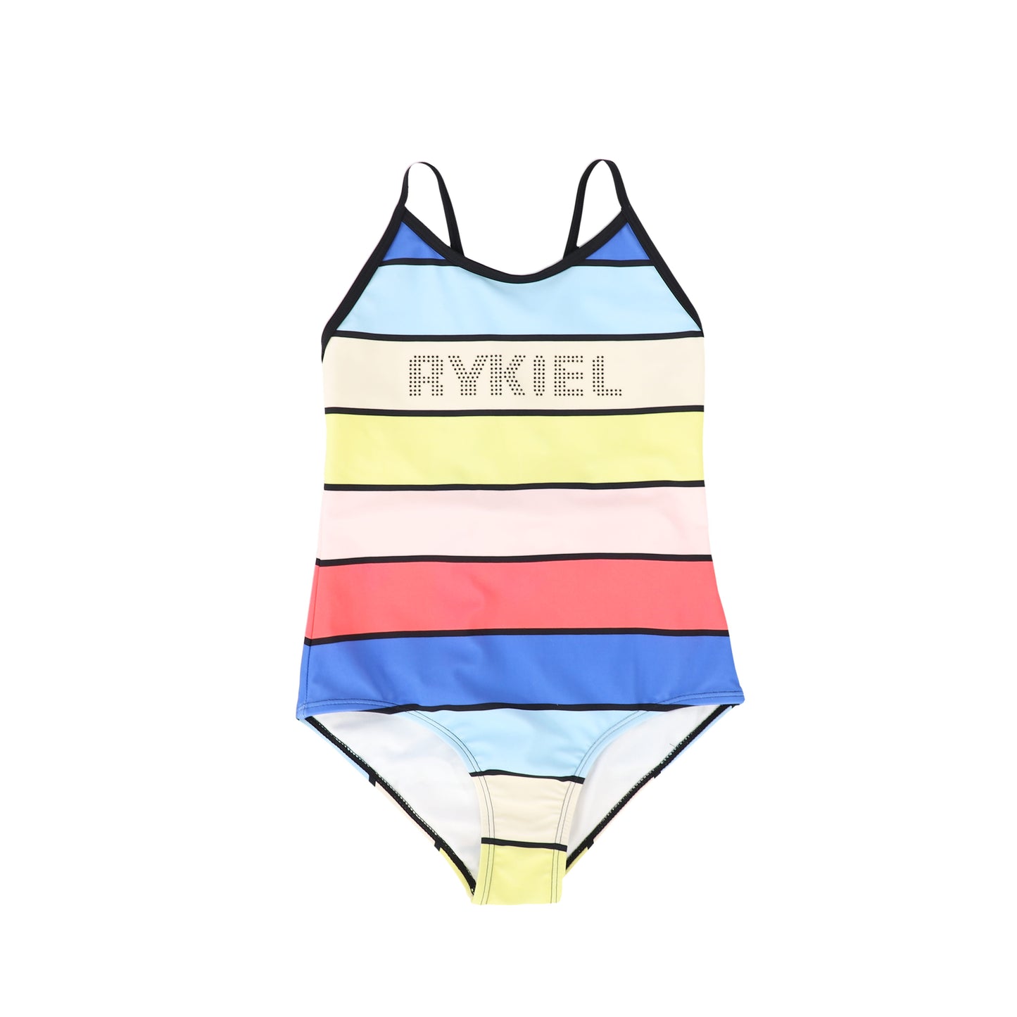 SONIA RYKIEL MULTI COLOR STRIPED LOGO SWIMSUIT