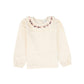 MINYMO CREAM EMBROIDERED RUFFLE COLLAR TOP