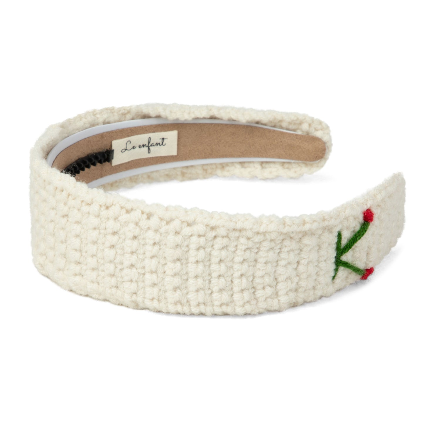 LE ENFANT BEIGE CROCHET CHERRY EMBROIDERED HEADBAND [FINAL SALE]