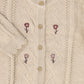 MINYMO BEIGE FLOWER EMBROIDERED KNIT CARDIGAN