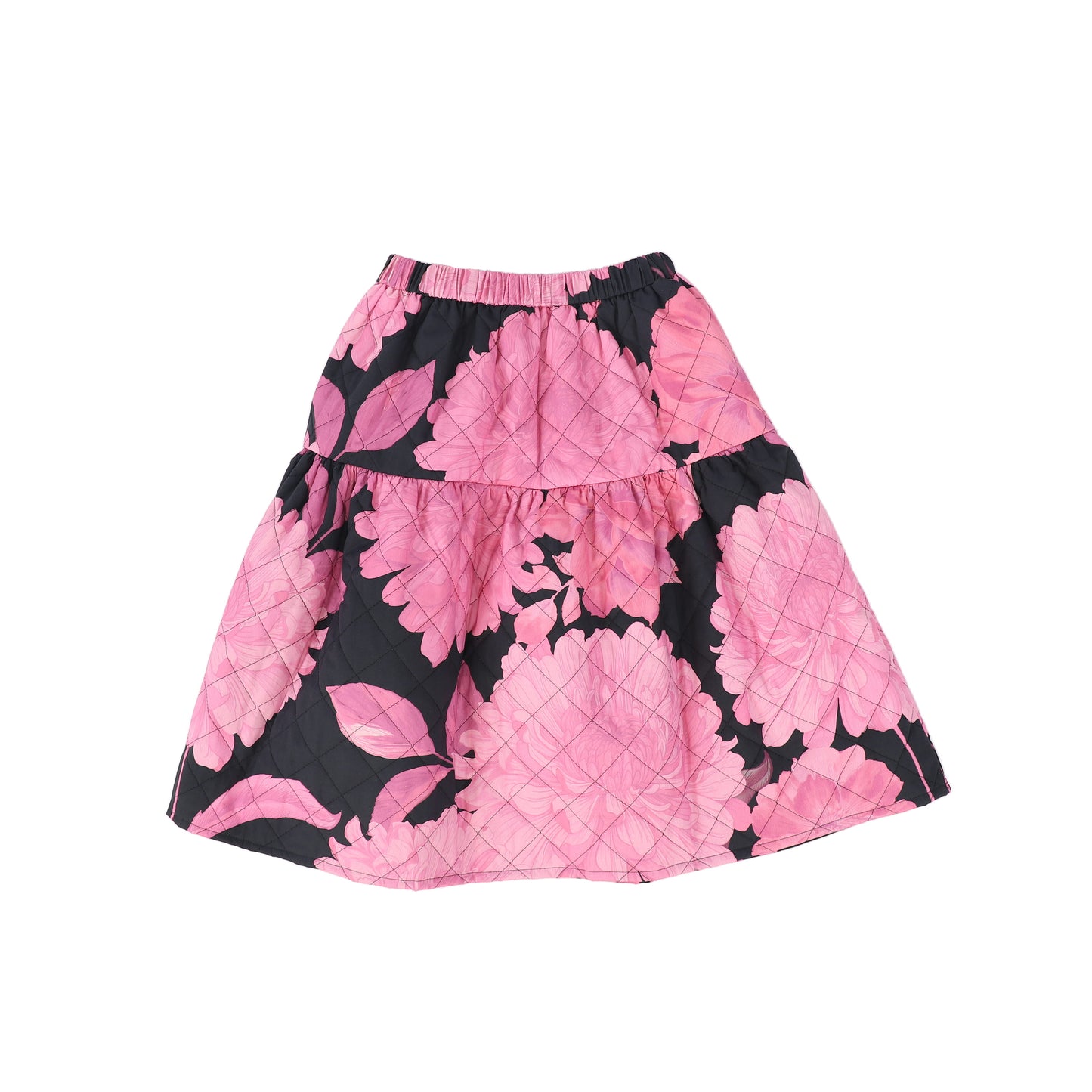 CHRISTINA ROHDE BLACK/MAGENTA DROP WAIST QUILTED SKIRT