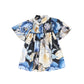 CHRISTINA ROHDE MULTI COLOR ABSTRACT PRINT PUFF SLEEVE COLLAR DRESS