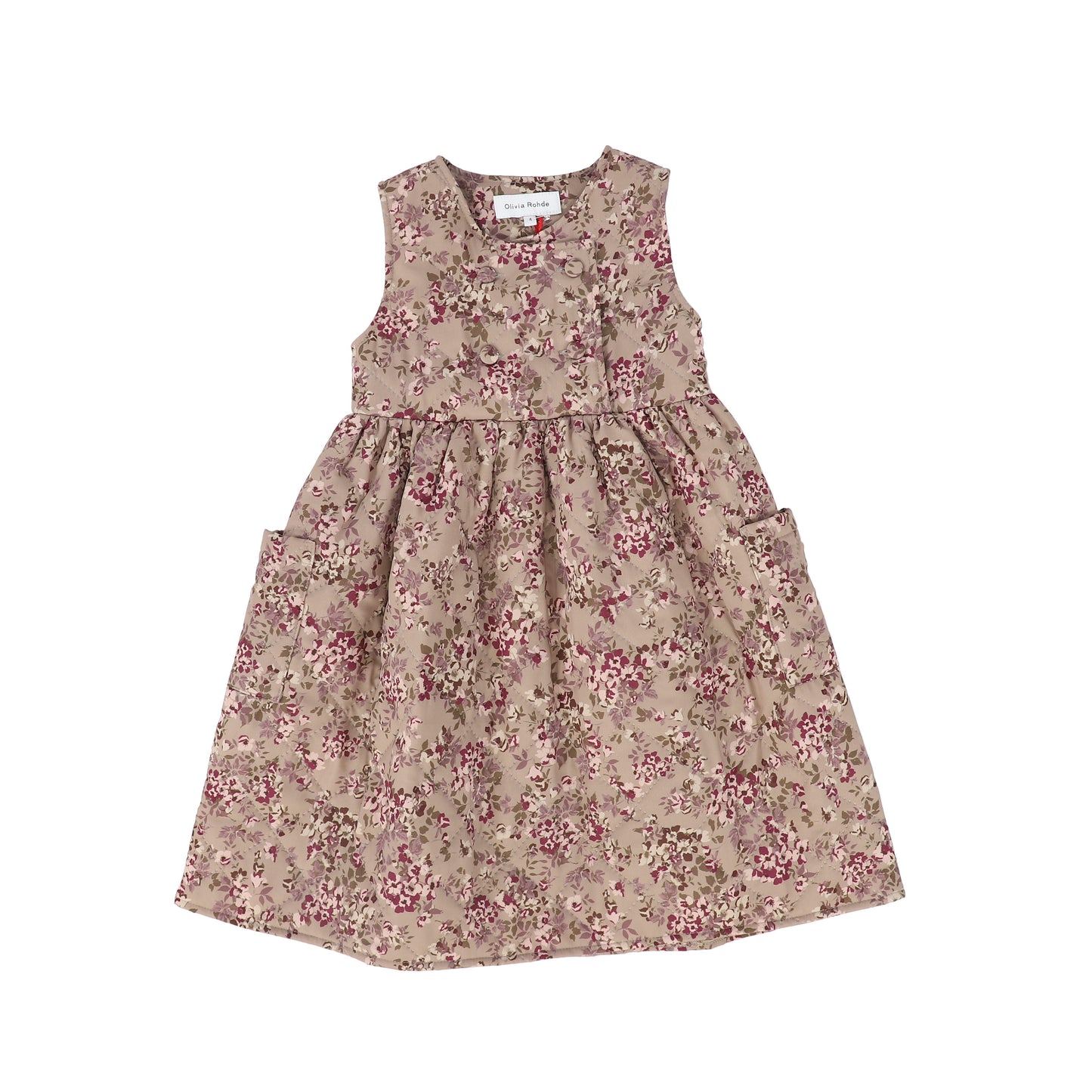 OLIVIA ROHDE BLUSH FLORAL QUILTED DRESS