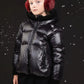 ELLABEE BLACK KNIT TRIM PUFFER COAT