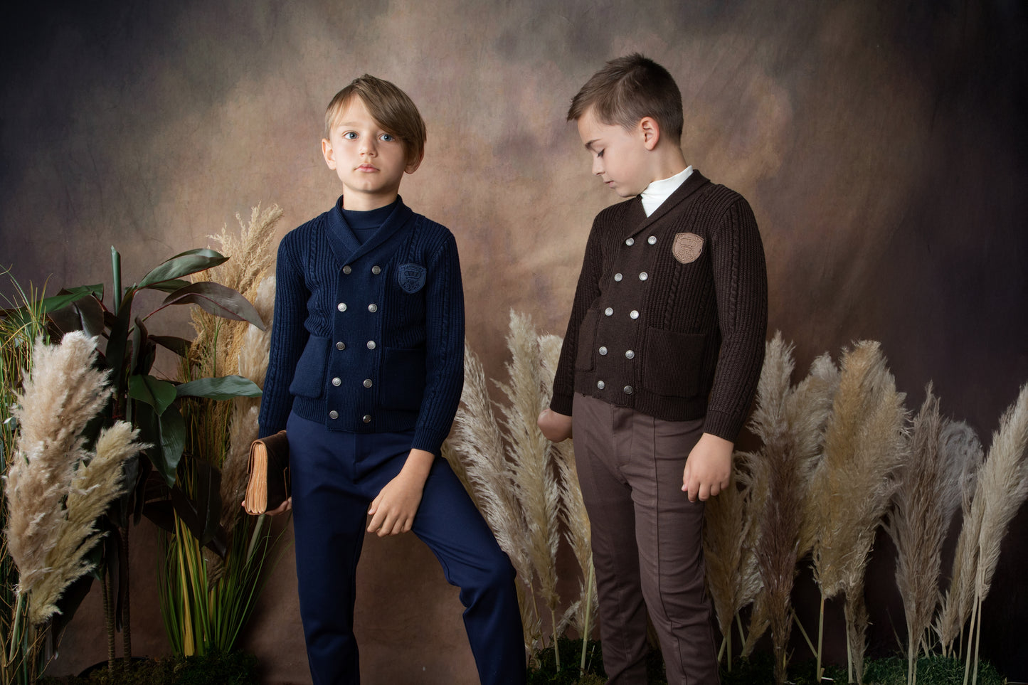 BELATI NAVY DOUBLE BREASTED CABLE KNIT CARDIGAN