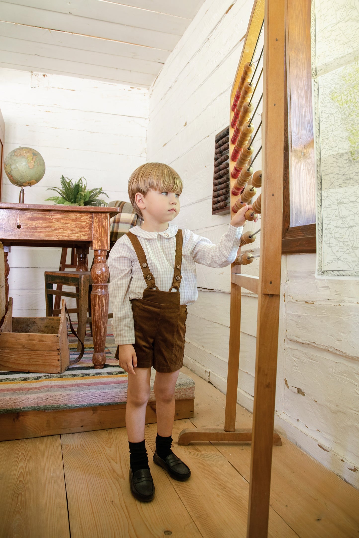 BELATI BROWN CORDUROY SUSPENDER SHORTS