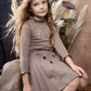 BELATI BROWN RIBBON TRIM CREST KNIT SWEATER