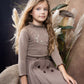 BELATI BROWN JERSEY PLEATED BUTTON SKIRT
