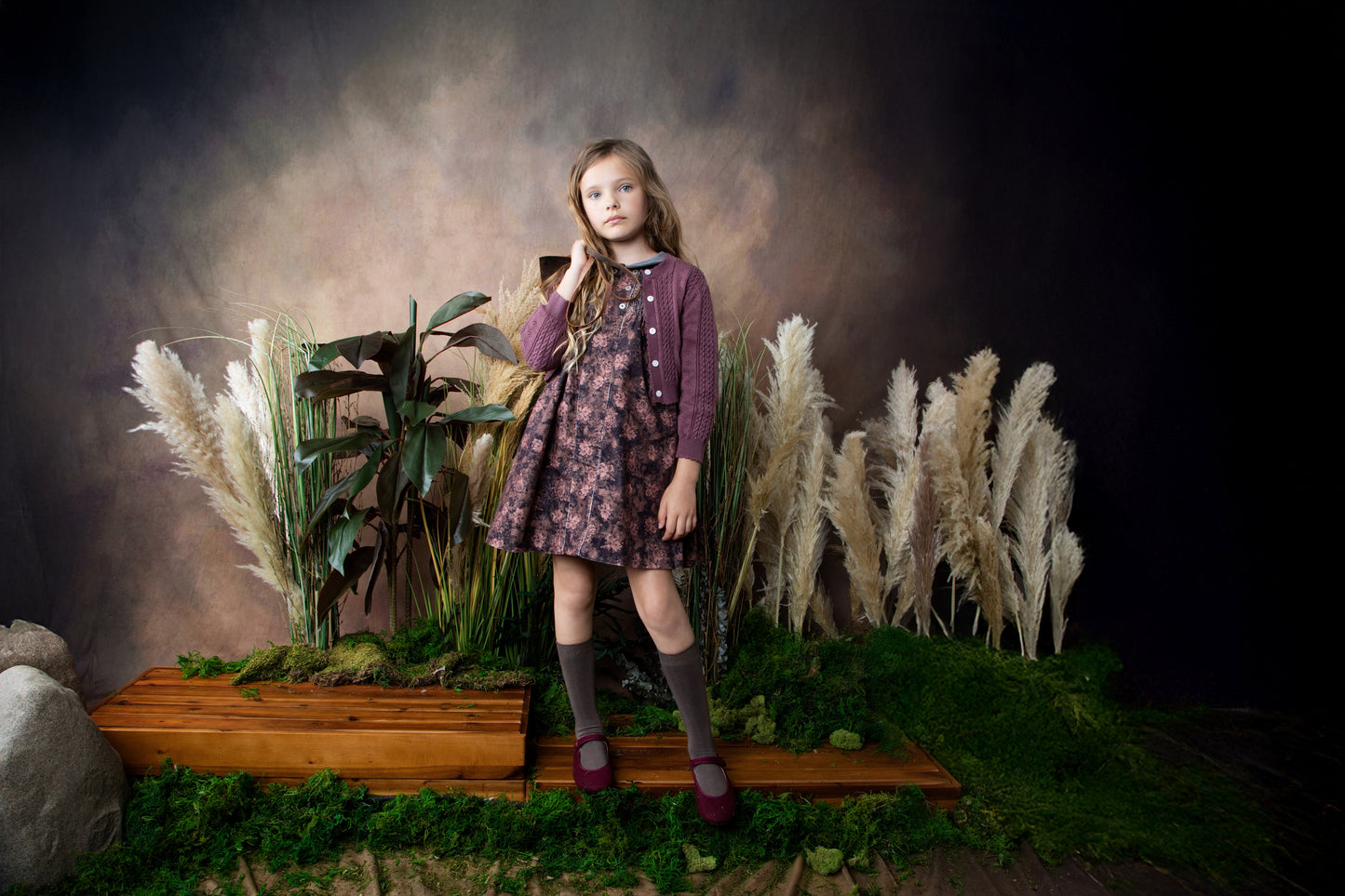 BELATI MAUVE FLORAL SMOCKED DRESS