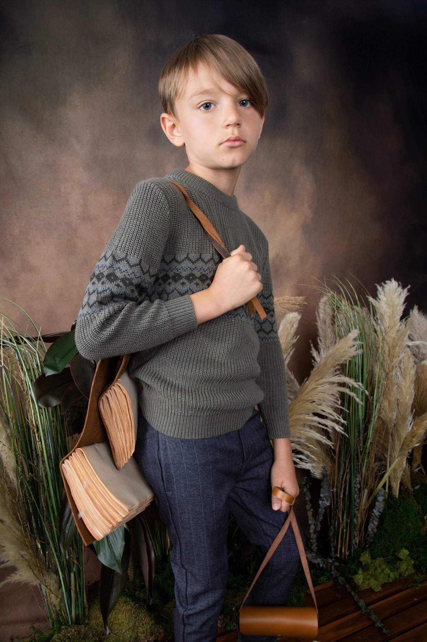 BELATI HUNTER GREEN INTARSIA KNIT SWEATER