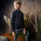 BELATI NAVY EMBOSSED LOGO KNIT SWEATER
