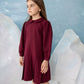 NOMA BURGUNDY PETER PAN COLLAR DROP WAIST DRESS