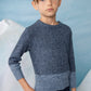 NOMA NAVY MARLED KNIT BUTTON SWEATER