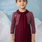 NOMA BURGUNDY EMBROIDERED FLORAL KNIT CARDIGAN