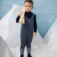 NOMA NAVY MARLED KNIT BUTTON ROMPER