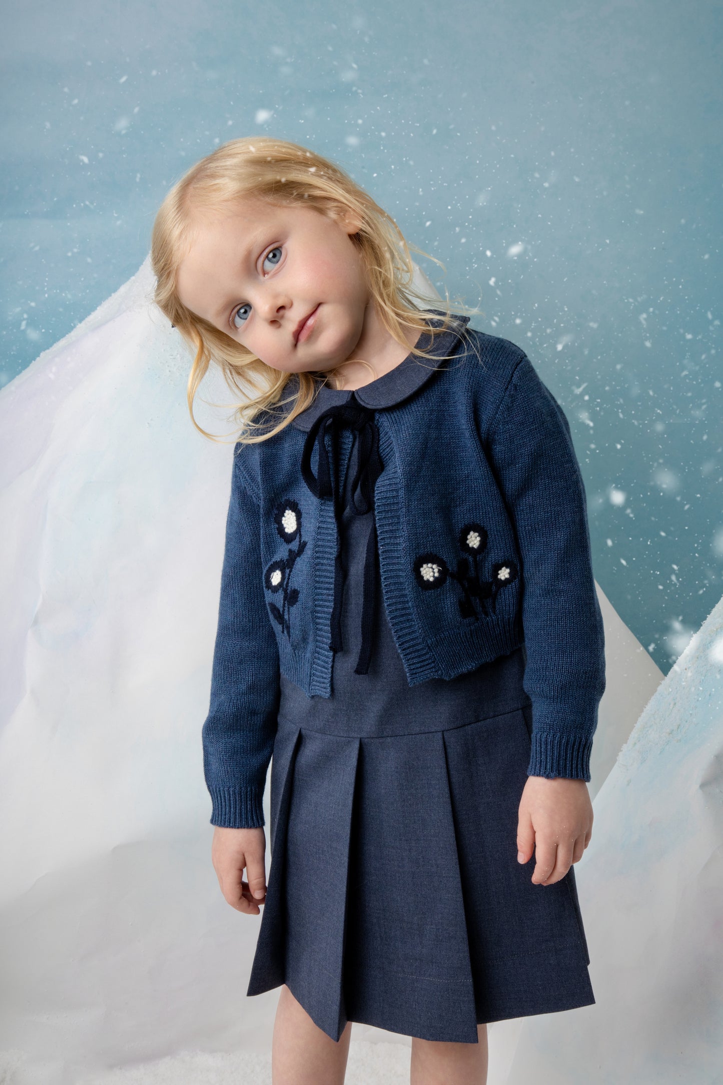 NOMA DUSKY BLUE PETER PAN COLLAR DROP WAIST DRESS