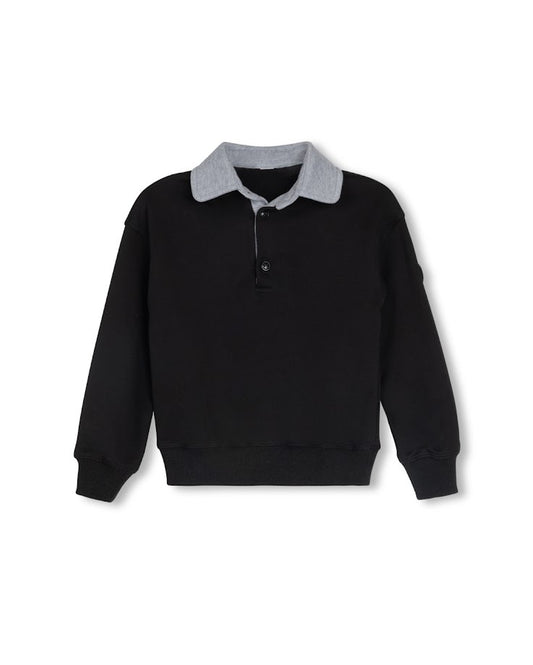 DUKE AND PORT BLACK CONTRAST COLLAR POLO