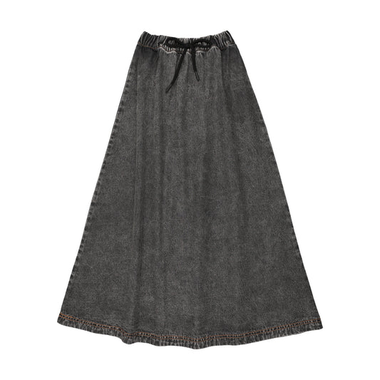 FARREN + ME BLACK DENIM FLARE MAXI SKIRT