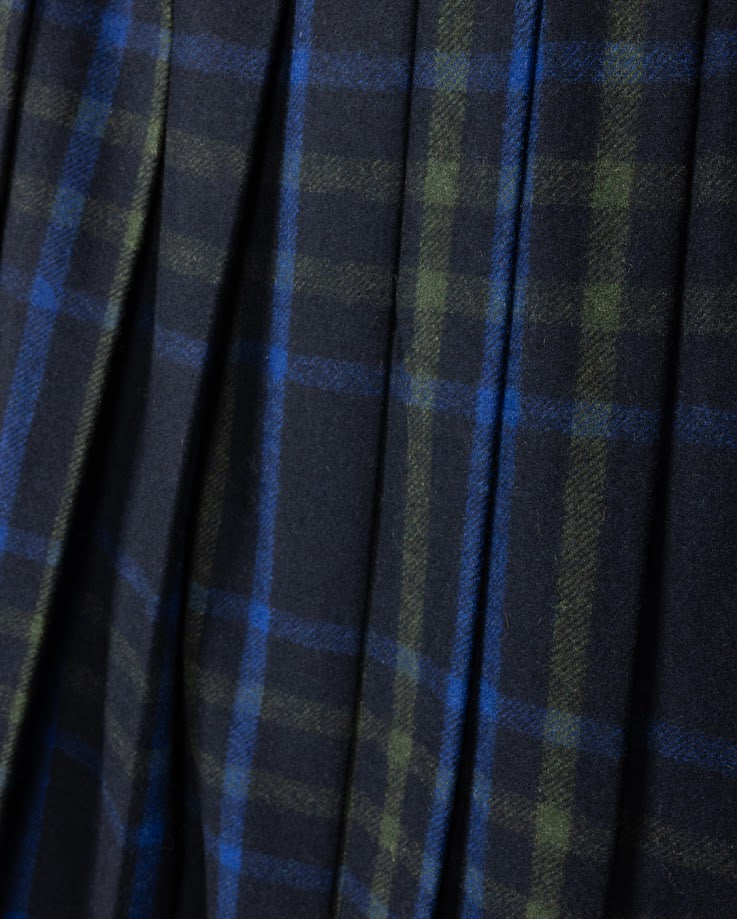 TUSTELLO NAVY FADED PLAID PLEAT SKIRT