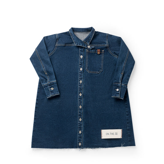 BIRNHAM ON THE SEA DARK BLUE DENIM BUTTON DOWN SHIRT DRESS