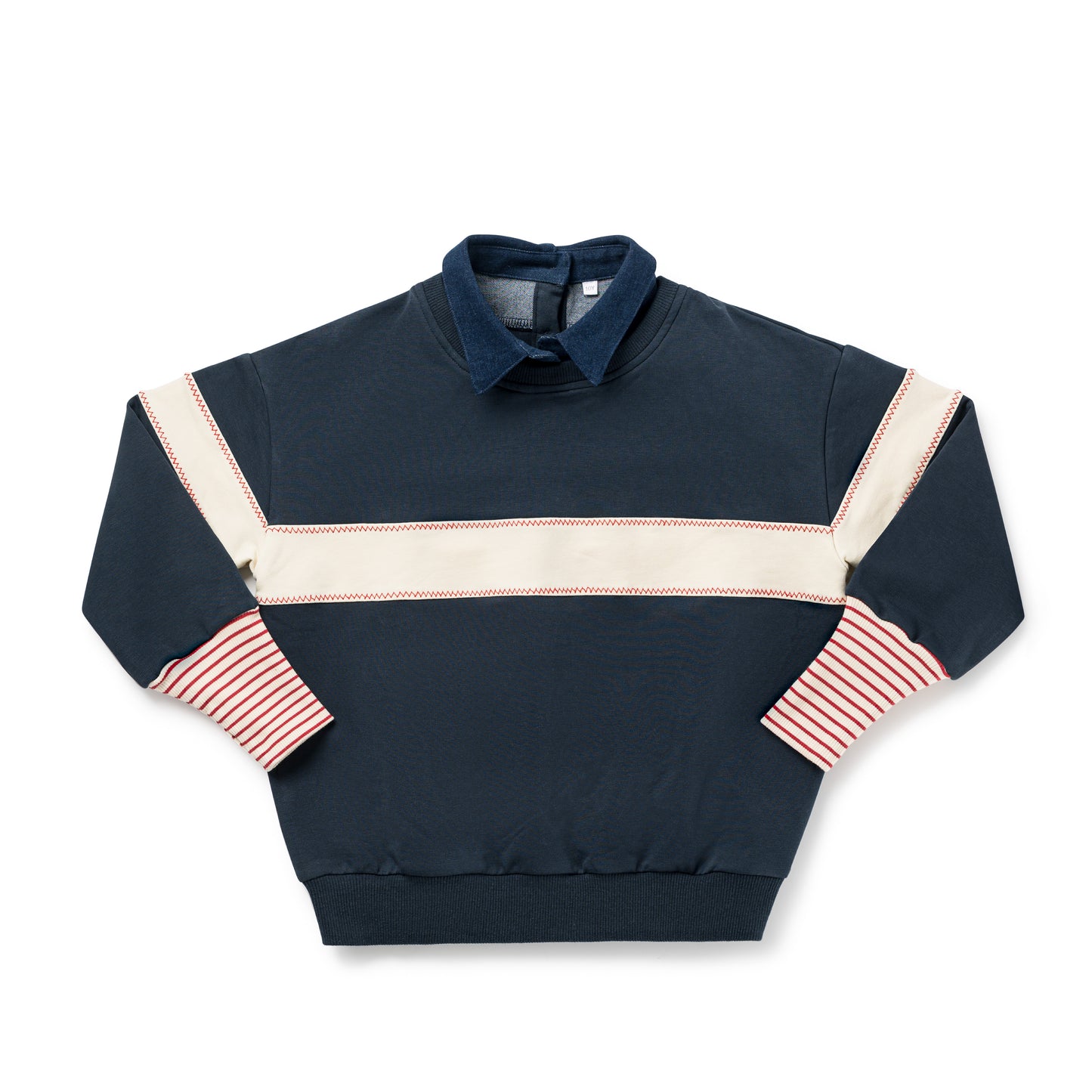 BIRNHAM ON THE SEA NAVY/CREAM CONTRAST COLLAR SWEATSHIRT