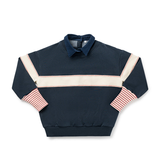 BIRNHAM ON THE SEA NAVY/CREAM CONTRAST COLLAR SWEATSHIRT