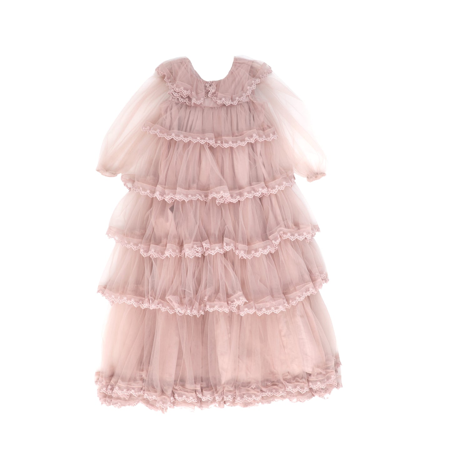 PETITE AMALIE PINK TULLE LAYERED TRIM MAXI DRESS [FINAL SALE]