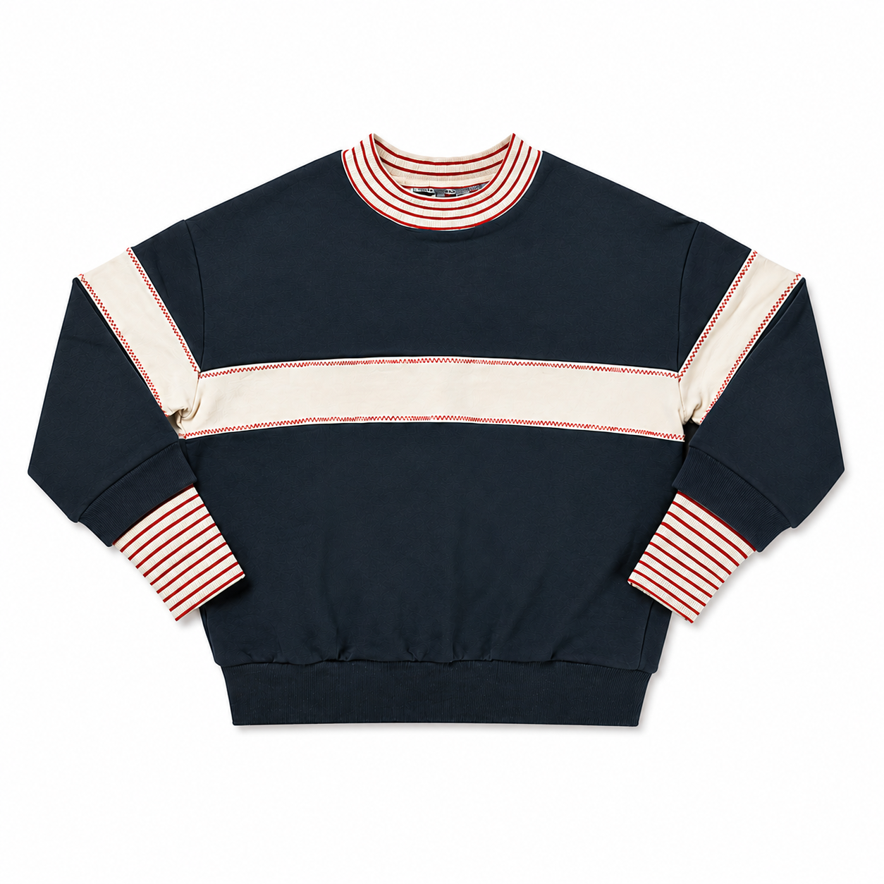 BIRNHAM ON THE SEA NAVY/CREAM CONTRAST MOCKNECK SWEATSHIRT