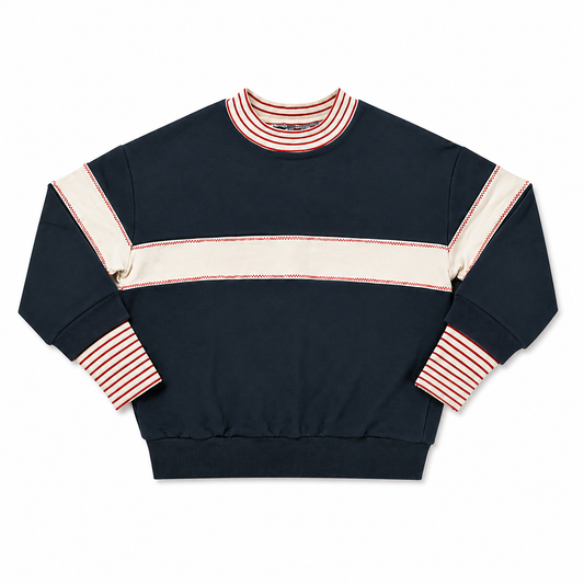 BIRNHAM ON THE SEA NAVY/CREAM CONTRAST MOCKNECK SWEATSHIRT