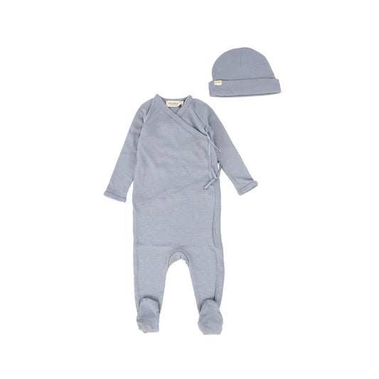 MARMAR COPENHAGEN BLUE RIBBED FOOTIE SET