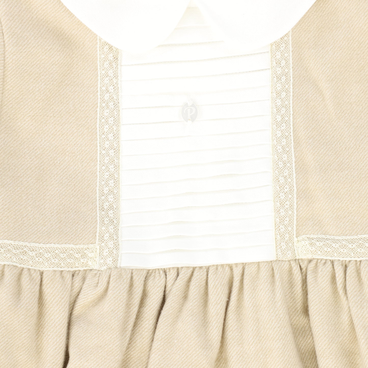 PATACHOU BEIGE/WHITE PETER PAN COLLAR DRESS [FINAL SALE]