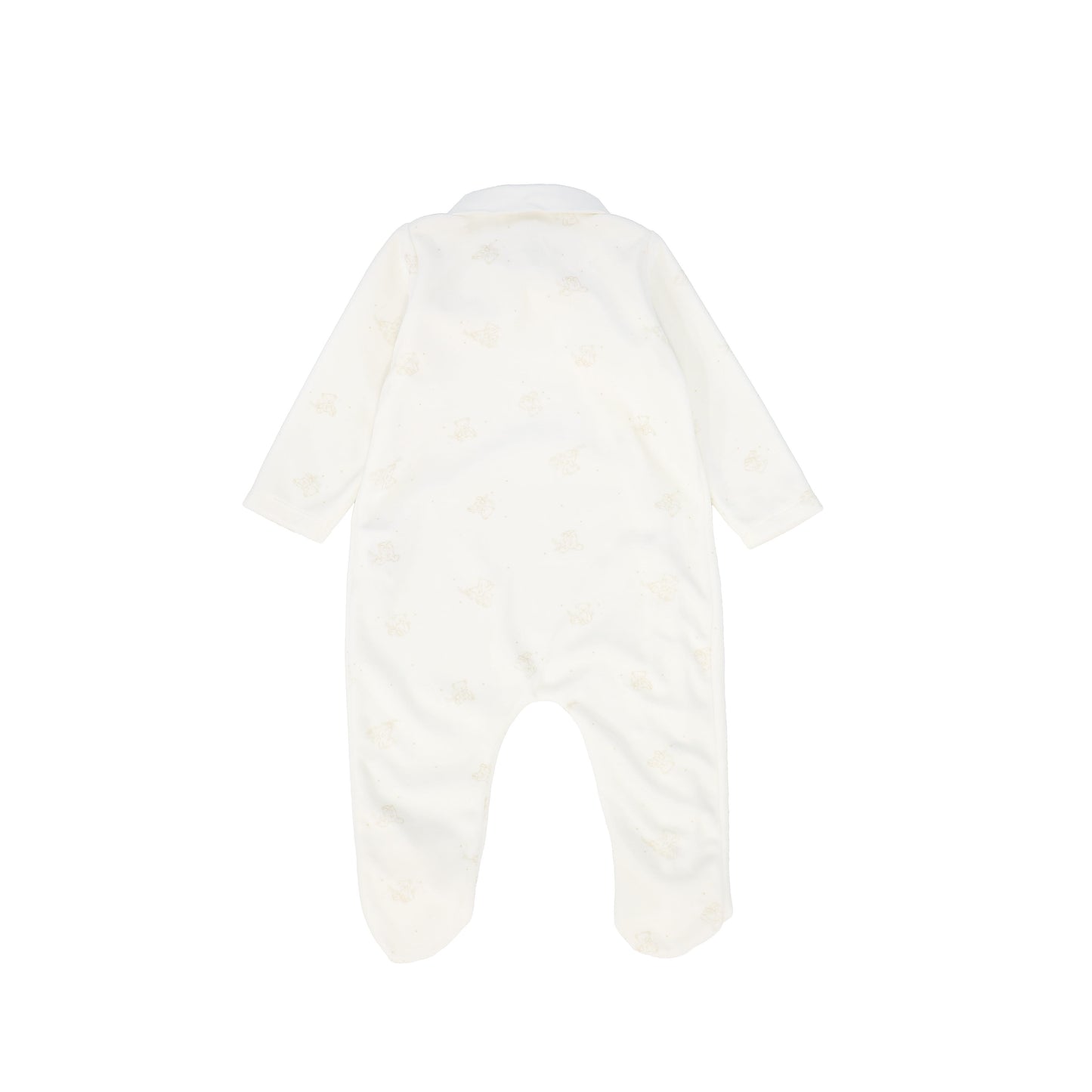 PATACHOU IVORY VELOUR BEAR PRINTED FOOTIE