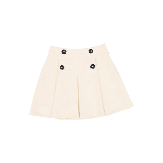 PATACHOU BEIGE/BLACK FLOWER PLEAT SKIRT