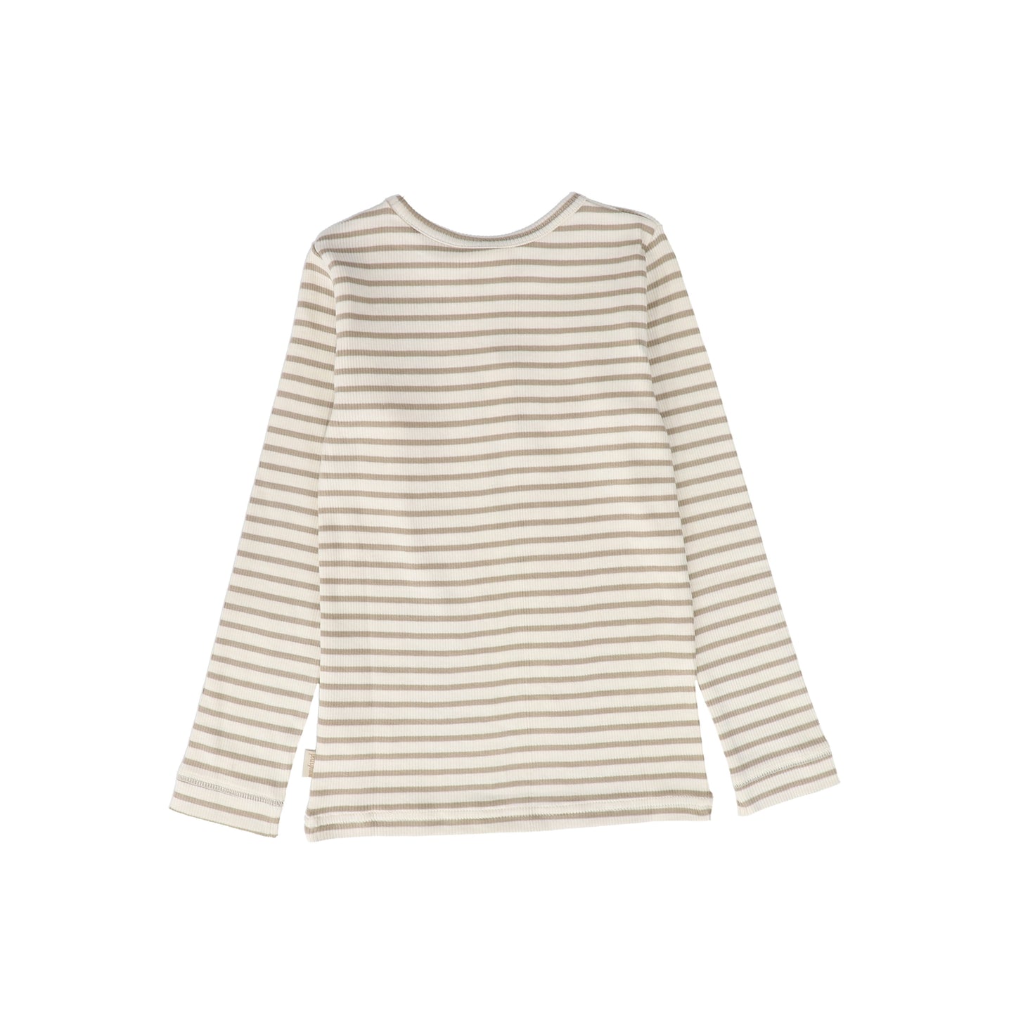 PETIT PIAO TAUPE STRIPE RIBBED T-SHIRT