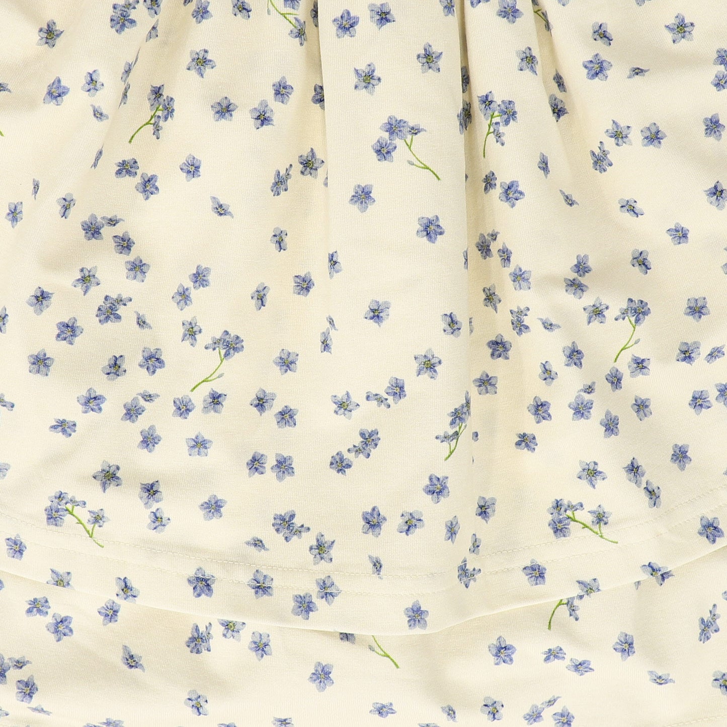 PETIT PIAO CREAM/BLUE FLORAL PRINTED SKIRT