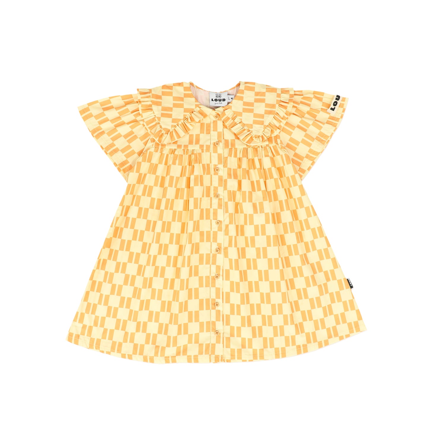 LOUD ORANGE/YELLOW CHECKED COLLAR DRESS