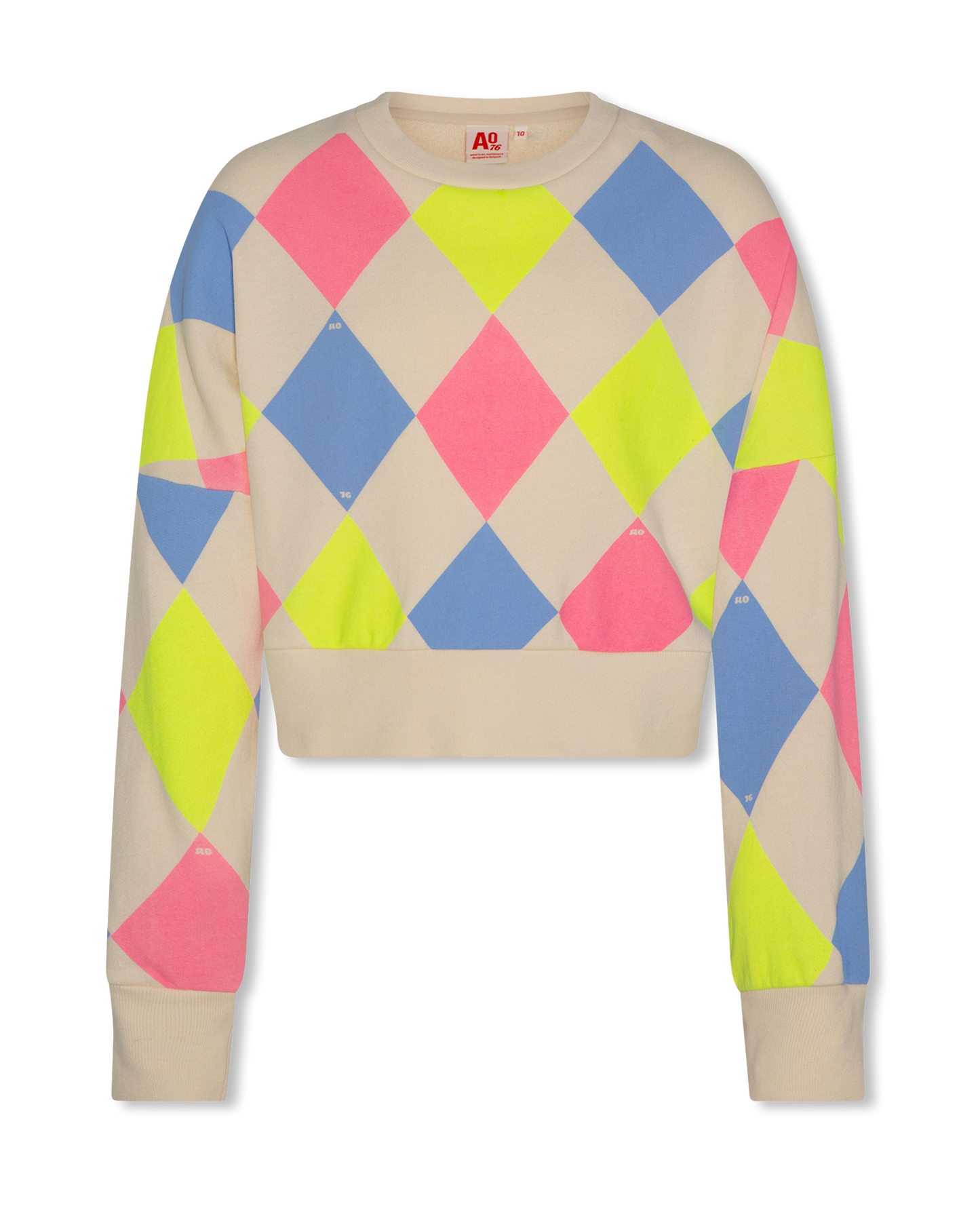 AO76 BEIGE/MULTI COLOR DIAMOND SWEATSHIRT [FINAL SALE]